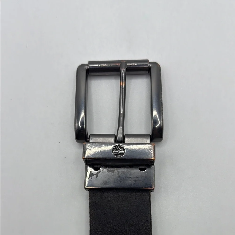Timberland Black Leather Belt Reversible Black Brown Mens